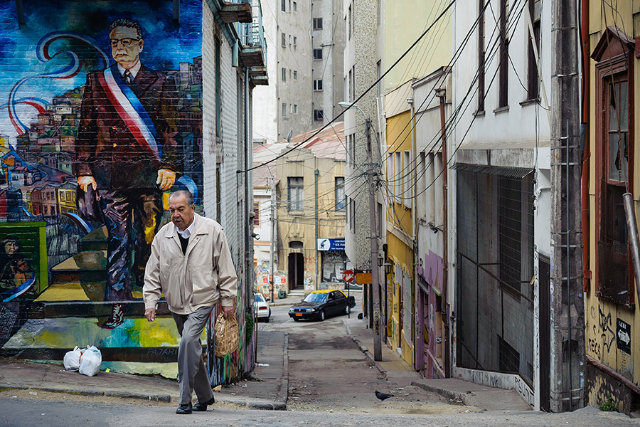 Valparaiso, Graffiti mit Salvador Allende